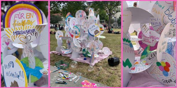 Demokratie zum Zusammenstecken. Die Bubble-Installation auf dem Fest der Demokratie im Erfurter Hirschgarten. (c) Tippelhoffer/EAT